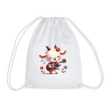 Chèvre avec guitare mignon ruban Motif - Sac de sport léger - blanc - Devant