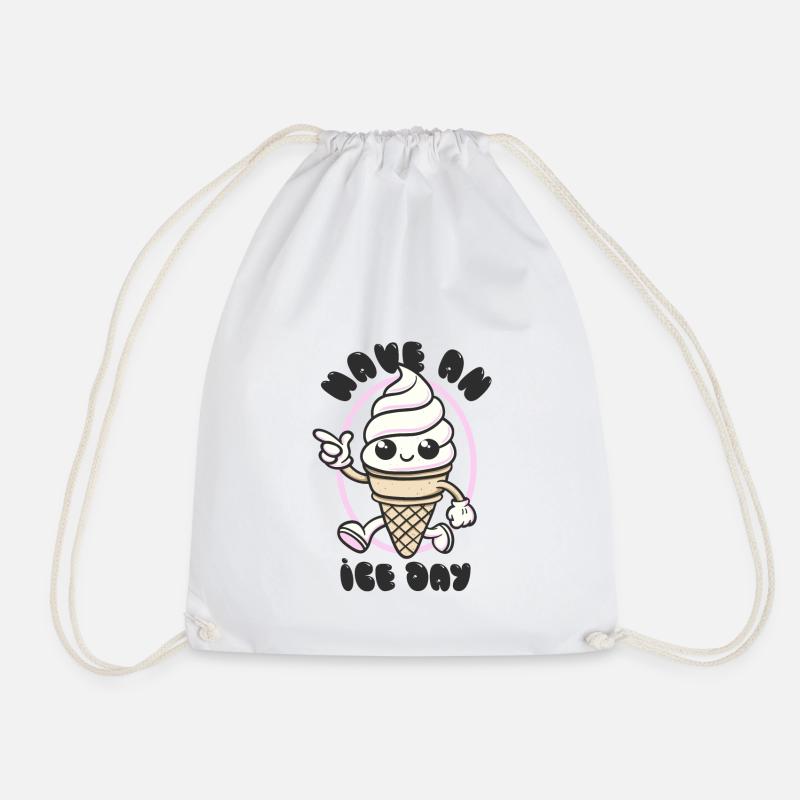 Have an Ice Day - Sweet Ice Cream Mascot - Drawstring Bag - white