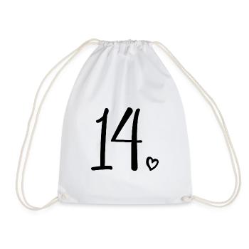 14th Birthday Girls 14 Years Old Cute Number 14 - Drawstring Bag - white - Front