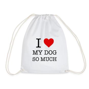 I Love My Dog So Much - I Heart My Dog So Much - Drawstring Bag - white - Front