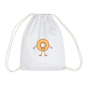 Cute Smiling Kawaii Doughnut - Drawstring Bag - white - Front