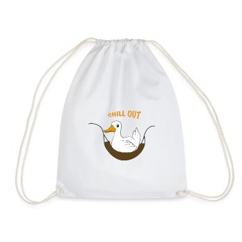 Funny duck saying chill out - Drawstring Bag - white - Front