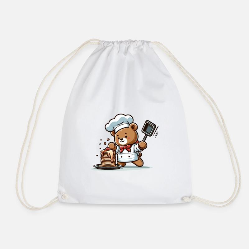 Pancakes from the teddy bear - Drawstring Bag - white
