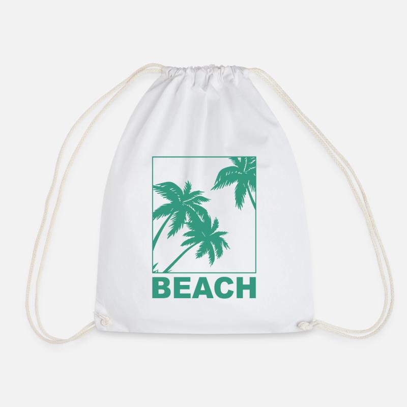 Beach Palms - Drawstring Bag - white