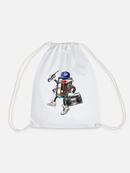 80s Retro Funky Design - Drawstring Bag - white
