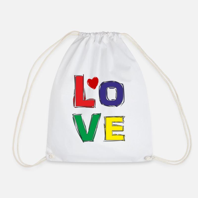 LOVE - Drawstring Bag - white