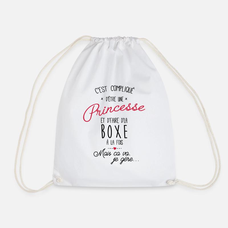 princesse et Boxe - boxeuse - Sac de sport léger - blanc