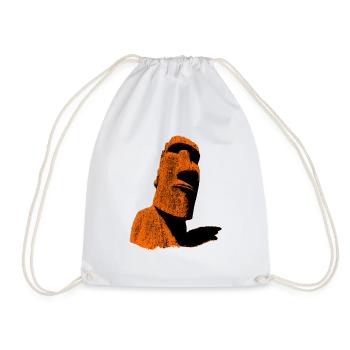 moai orange - Drawstring Bag - white - Front