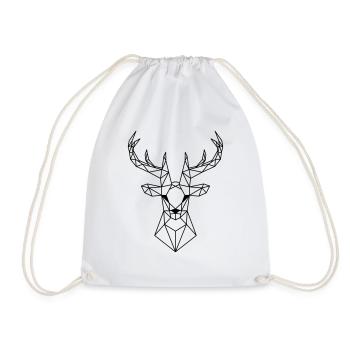 Deer Low Poly Deer Low Polygon Deer Head - Drawstring Bag - white - Front