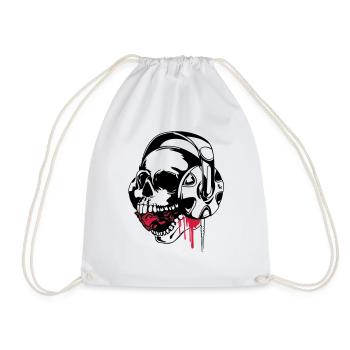 skull music vect by dk - Drawstring Bag - white - Front