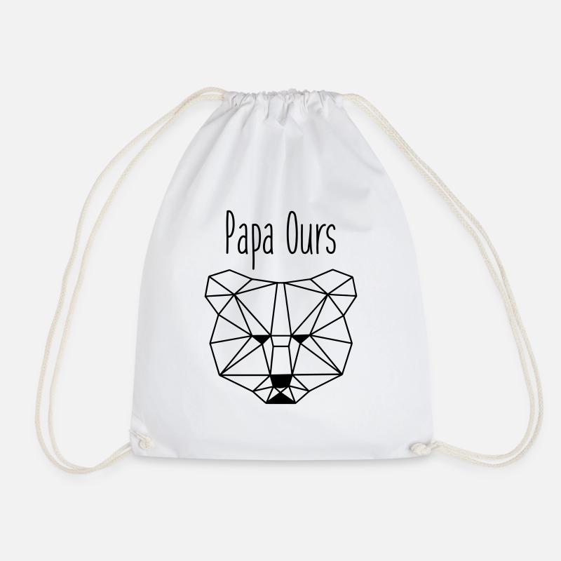 Papa bear - Drawstring Bag - white