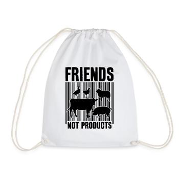 VEGAN FRIENDS NOT FOOD BARCODE - Drawstring Bag - white - Front