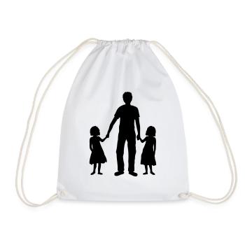 Father 2 daughters - Drawstring Bag - white - Front