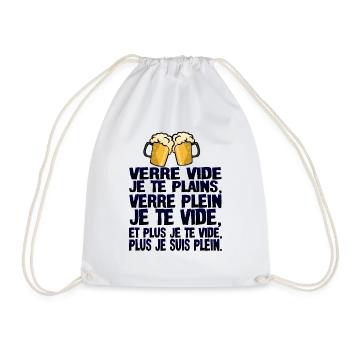 alcool humour verre vide plains plein biere citati - Sac de sport léger - blanc - Devant