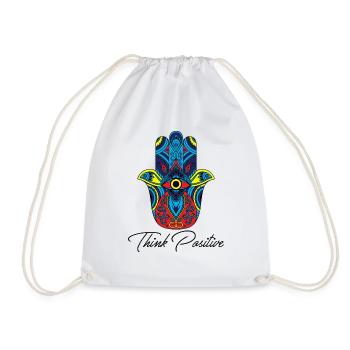 hamsa hand fatima yoga think positive Geschenk - Turnbeutel - Weiß - Vorne