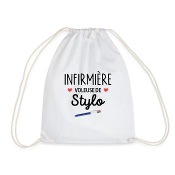 Infirmière voleuse de stylo - Cadeau infirmière - Sac de sport léger - blanc - Devant