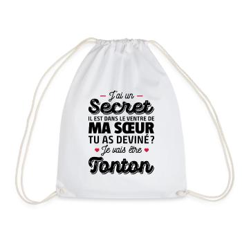 Secret / je vais être tonton / futur tonton - Sac de sport léger - blanc - Devant