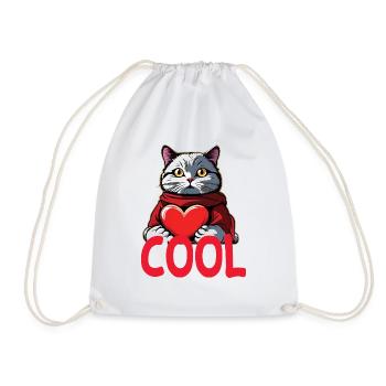 Cool Katze - Cool Cat - Turnbeutel - Weiß - Vorne