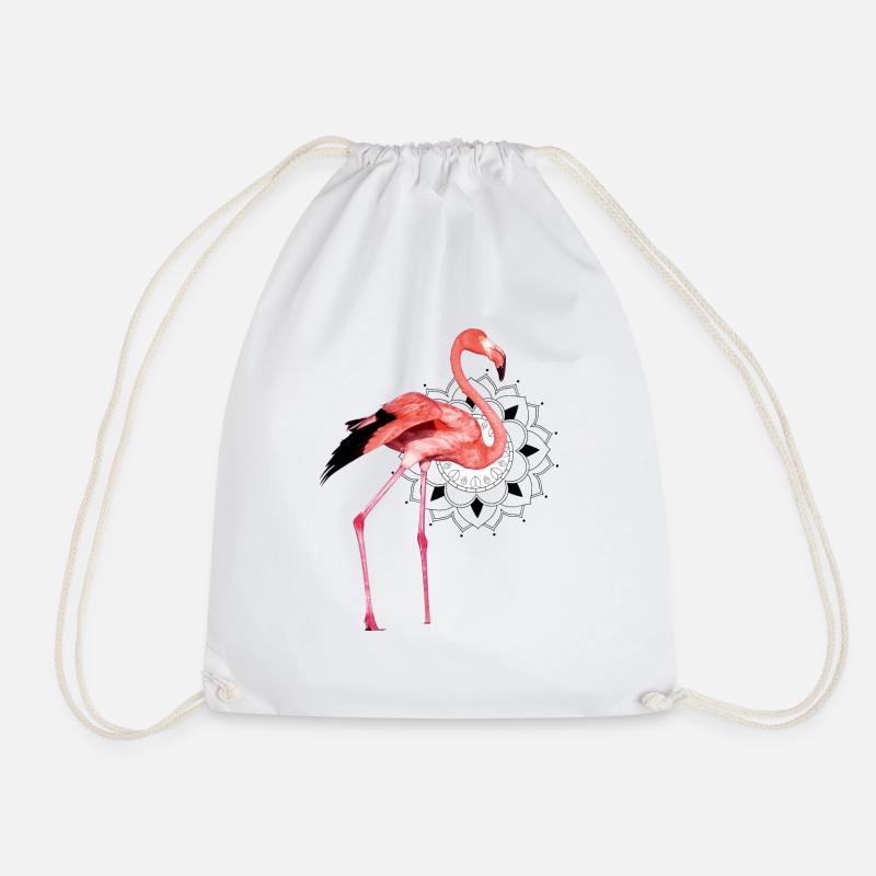 Flamingo - Drawstring Bag - white
