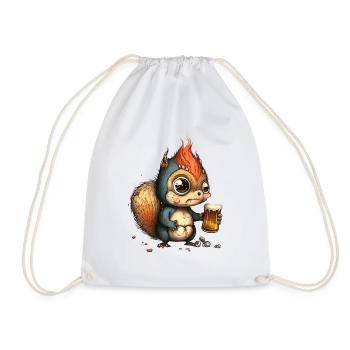 Funny punk squirrel with beer - Drawstring Bag - white - Front