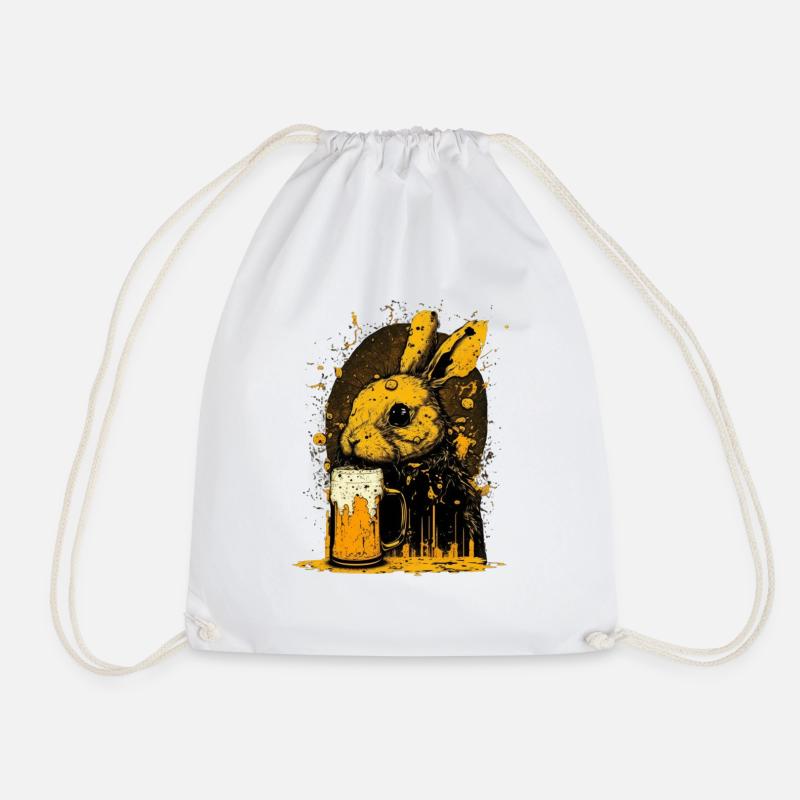 Dangerously cute, beer-loving rabbits - Drawstring Bag - white