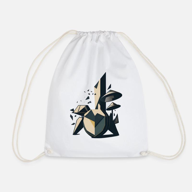 Abstract Drum Set - Drawstring Bag - white