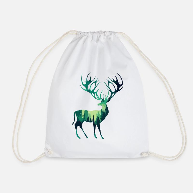 Forest Stag - Drawstring Bag - white