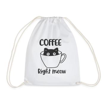 Lustige Kaffee Katze Coffee right meow Geschenk - Turnbeutel - Weiß - Vorne