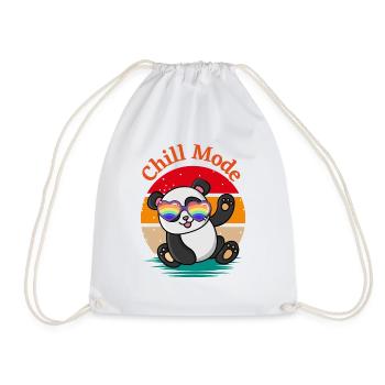 A Cute Panda Wearing Sunglasses - Drawstring Bag - white - Front