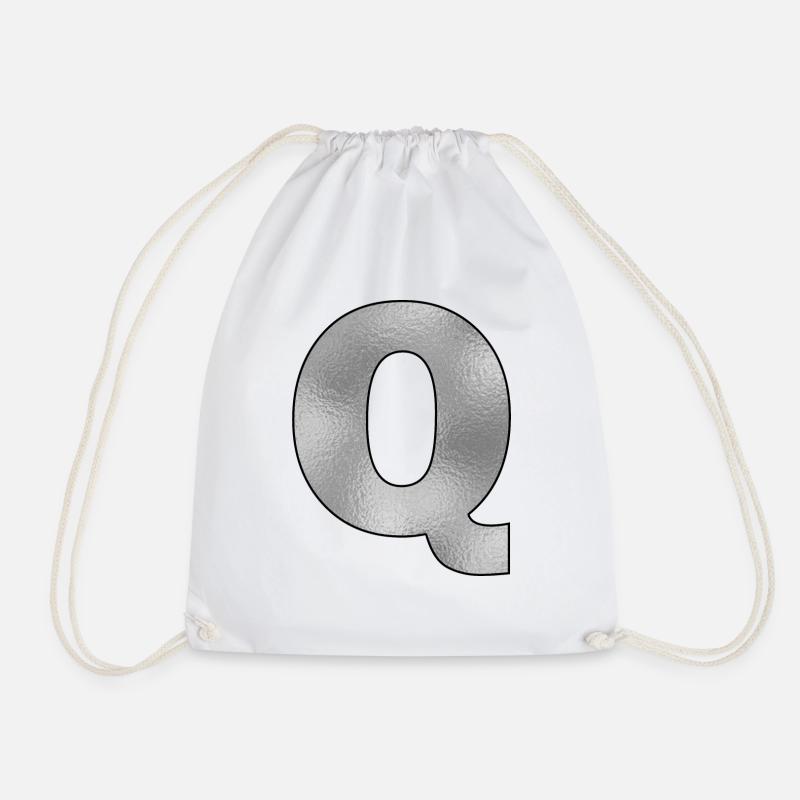 Buchstabe Q Silber - Turnbeutel - Weiß