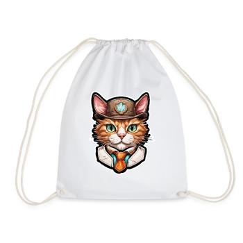 Lederhosen / Animal / Traditional costume / Tradition / Cat - Drawstring Bag - white - Front