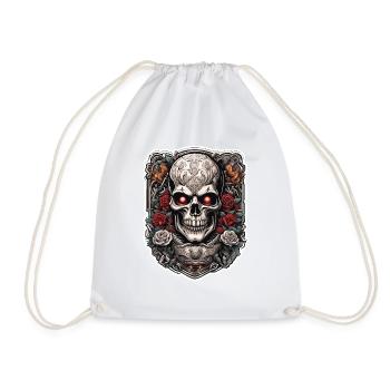 Skull / Totenkopf / Skelett / Gothic / Tattoo - Turnbeutel - Weiß - Vorne