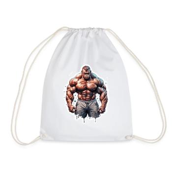 Bodybuilder / Sport / Fitness / Affe / Muskeln - Turnbeutel - Weiß - Vorne
