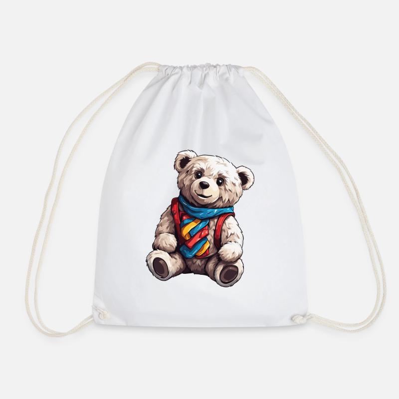 Teddy Bear / Cuddly Toy / Stuffed Animal / Gift Idea - Drawstring Bag - white