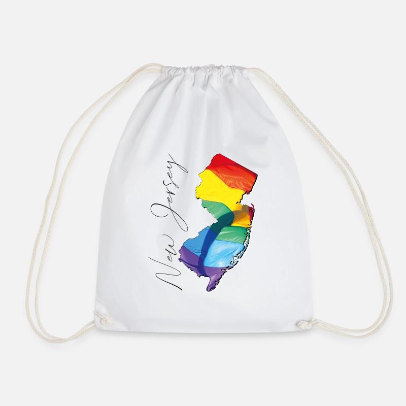 New Jersey (USA) | echte Flagge | LGBTQIA+ Script - Turnbeutel - Weiß