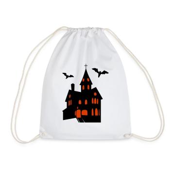 Spooky Castle with Bats Halloween - Drawstring Bag - white - Front