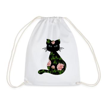 Cat - Drawstring Bag - white - Front