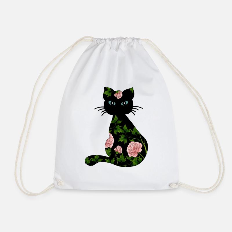 Cat - Drawstring Bag - white