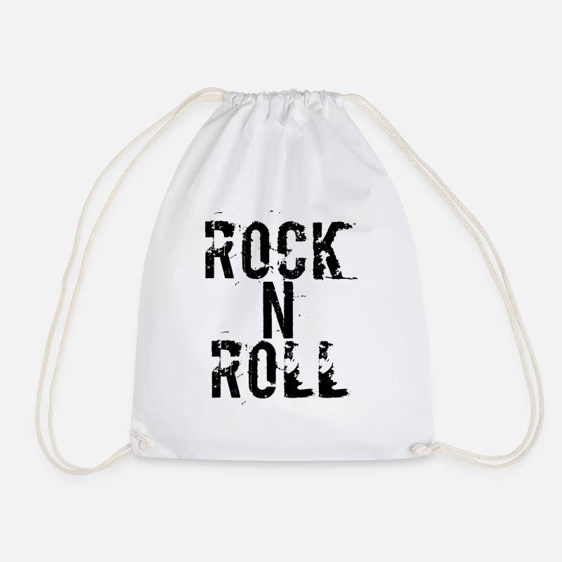 Rock'n'Roll-Logo im Distressed-Design - Turnbeutel - Weiß