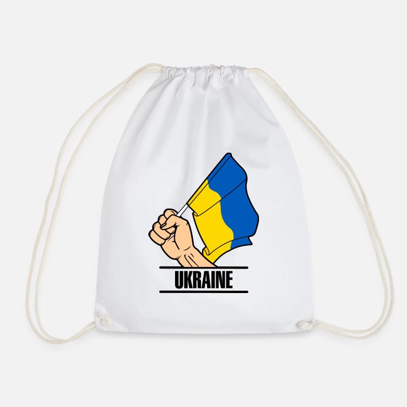Flagge Ukraine faust text UKRAINE - Turnbeutel - Weiß