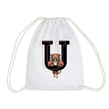 Buchstabe u Tiger - Geschenkidee - Turnbeutel - Weiß - Vorne