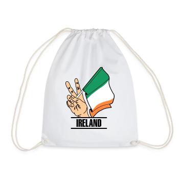 Flag Ireland peace sign text IRELAND - Drawstring Bag - white - Front