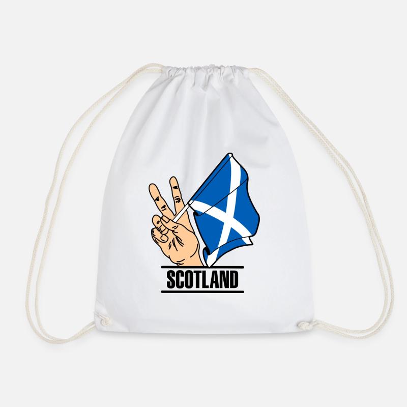 Flag Scotland peace sign text SCOTLAND - Drawstring Bag - white