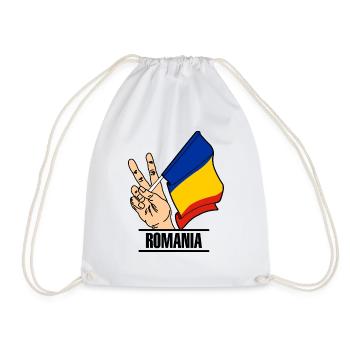 Flag Romania peace sign text ROMANIA - Drawstring Bag - white - Front