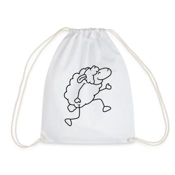 Sheep walks happily proudly dancing going hiking - Drawstring Bag - white - Front