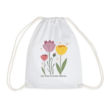Vintage- trifft modernes Design – Stilvolle Blumen - Turnbeutel - Weiß - Vorne