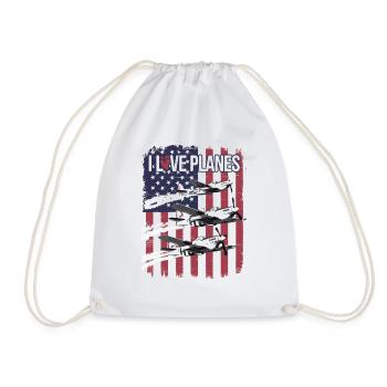 vintage Classic P 51 Flight - Drawstring Bag - white - Front