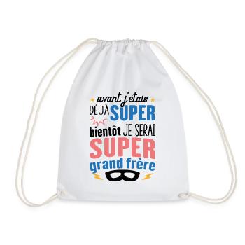Annonce Grossesse Futur Super Grand Frère Garçon - Sac de sport léger - blanc - Devant