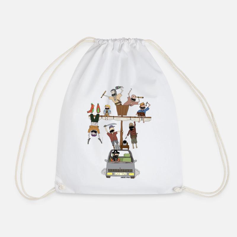 pirate ship car - Drawstring Bag - white