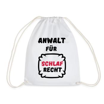 Schlafrecht Anwalt Schlaf faul Geschenk Spruch Fun - Turnbeutel - Weiß - Vorne